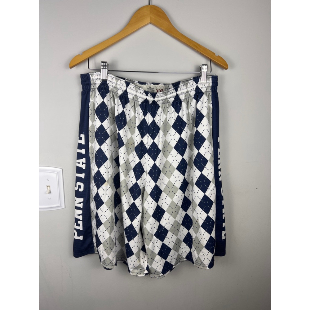 Penn State Nittany Lions Argyle Mesh Athletic Shorts XXL Blue White Original Lea